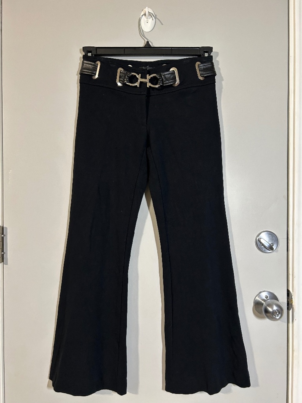 Vintage Caché Contour Collection black pants and belt Y2K, punk chic, 90's